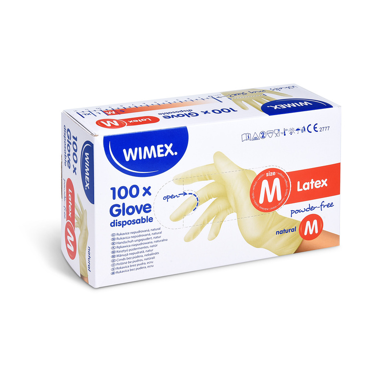 Rukavice latexové nepudrované M (100 ks)