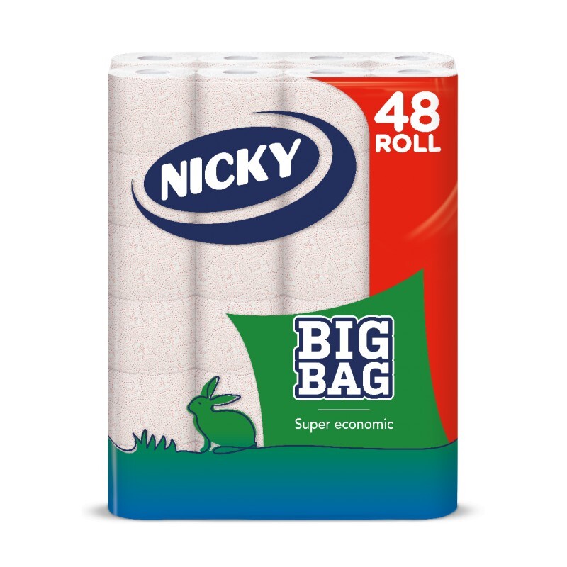 Toaletní papír BigBag NICKY 40+8 ks, 2vrstvý