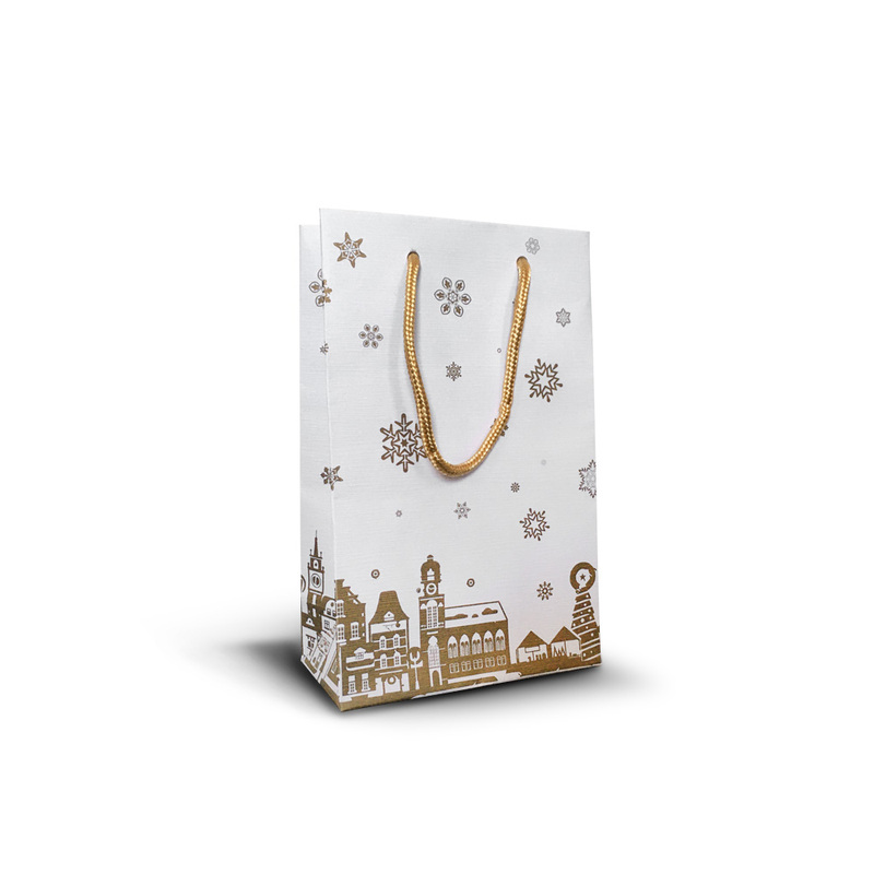 Dárková taška papírová ADVENT bílo-zlatá - S