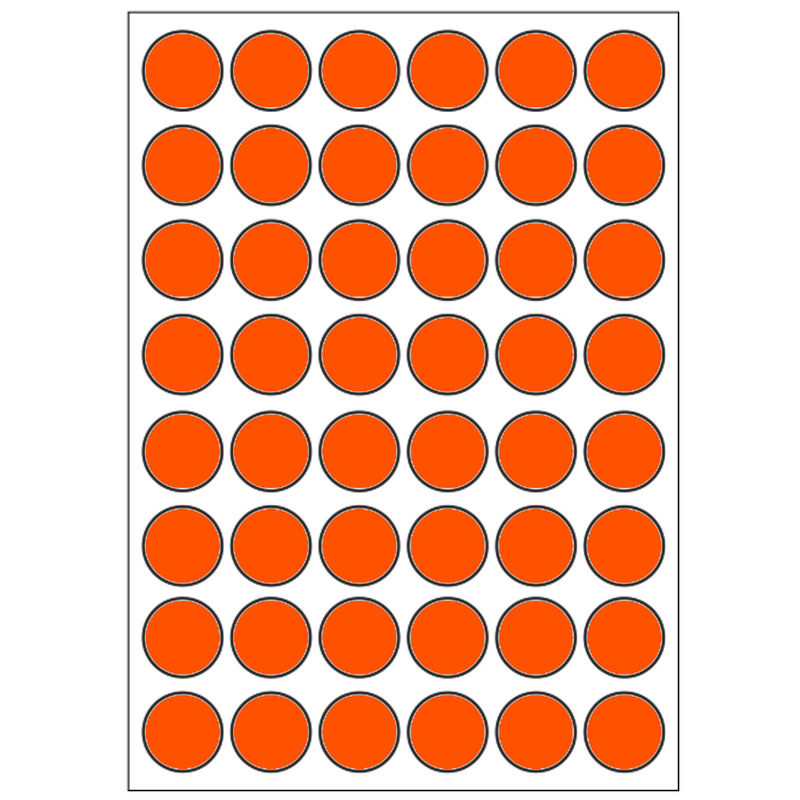 Samolepicí etikety průměr 15 mm, A6 (10 ks) reflexní oranžové