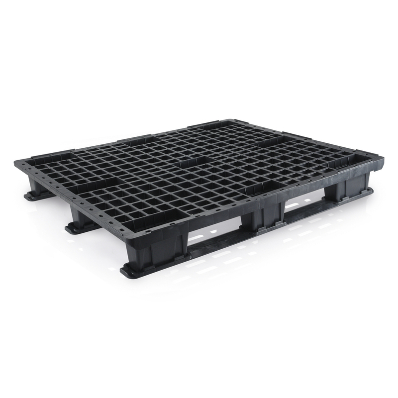 Plastová paleta 1200 x 1000 mm, stohovatelná s ližinami