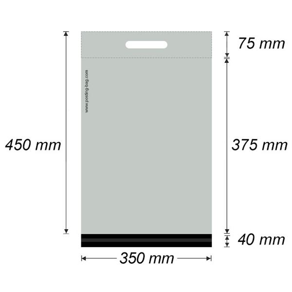 Plastová obálka - zasílací taška 350 x 450 mm + 45 mm x 0,05 mm (1 ks)