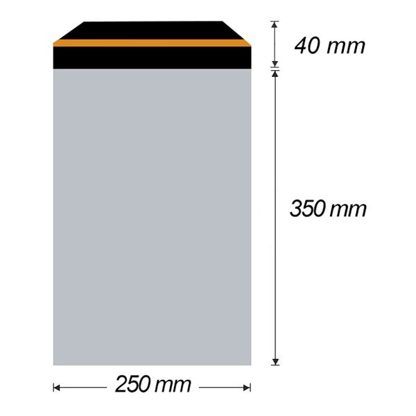 Plastová obálka samolepicí 250 x 350 mm + 40 mm x 0,06 mm (50 ks), 2. jakost