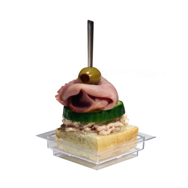 Finger food talířek čtvercový 6 x 6 x 1,5 cm - čirý (24 ks)