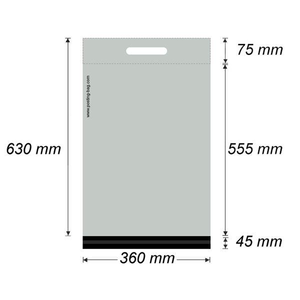 Plastová obálka LDPE - zasílací taška 360 x 630 mm + 45 mm x 0,05 mm (1 ks)