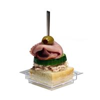 Finger food talířek čtvercový 6 x 6 x 1,5 cm - čirý (24 ks)