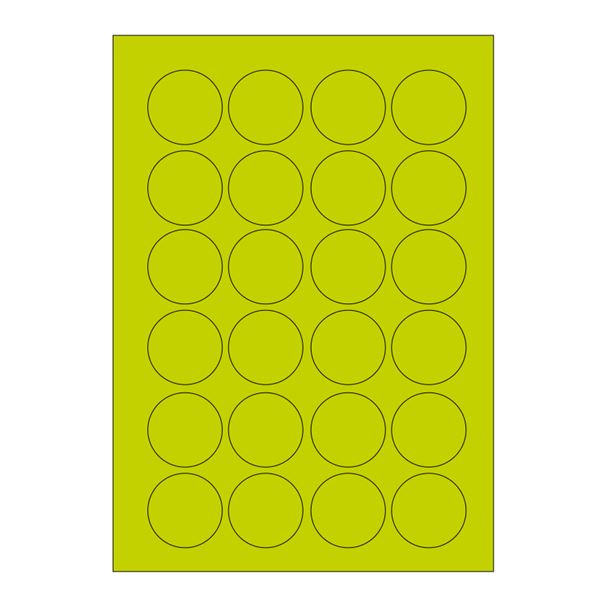 Samolepicí etikety, průměr 40 mm, A4 - reflexní zelené (100 ks)