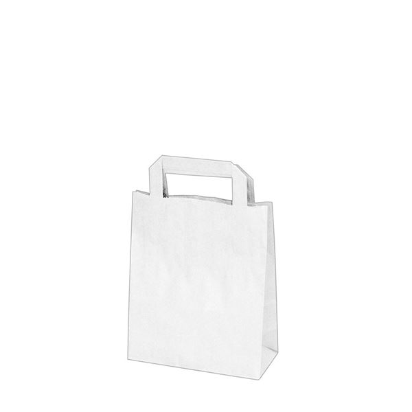 Papírová taška bílá 18 + 8 x 22 cm (50 ks)