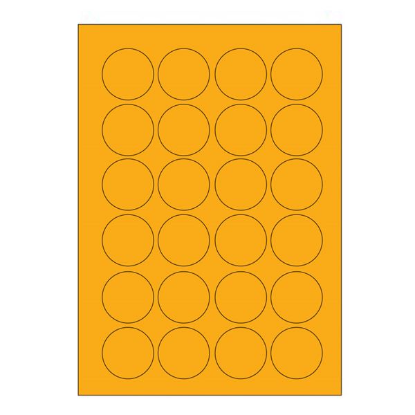 Samolepicí etikety, průměr 40 mm, A4 - reflexní oranžové (100 ks)