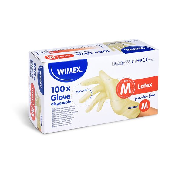 Rukavice latexové nepudrované "M" (100 ks)