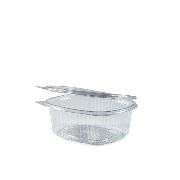Miska oválná s víčkem 375 ml - průhledná (50 ks)