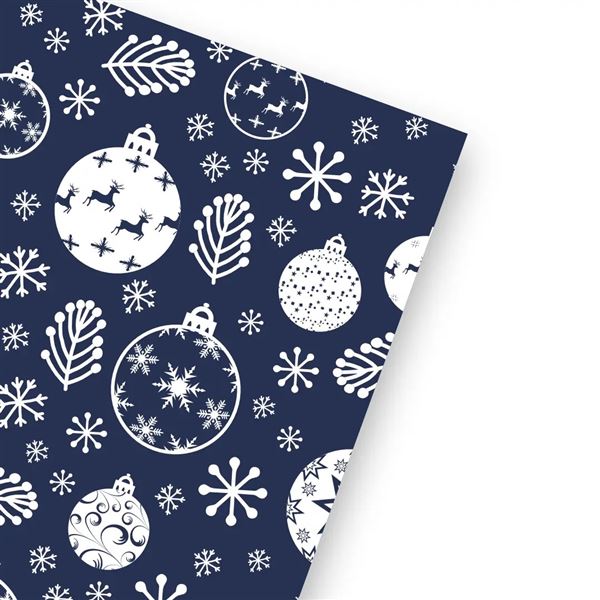 Vánoční balicí papír 70 x 200 cm - modré ozdoby