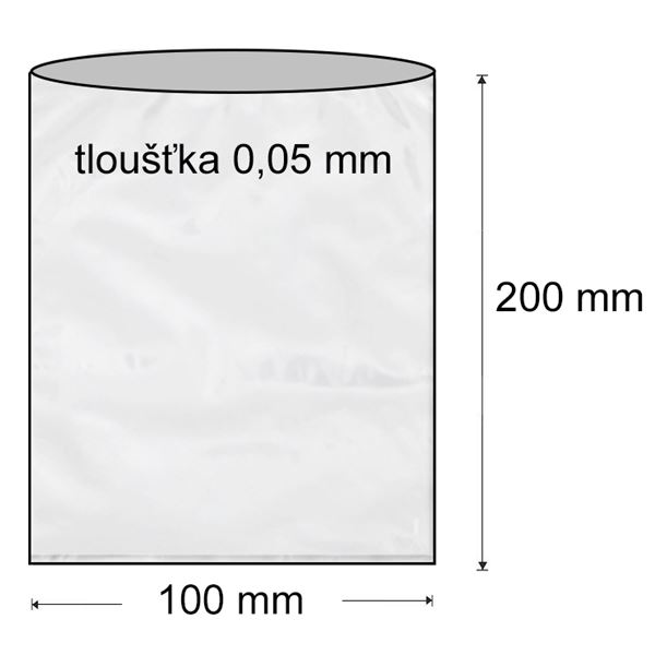 Sáček polyetylénový plochý 100 x 200 mm (1000 ks) - transparentní
