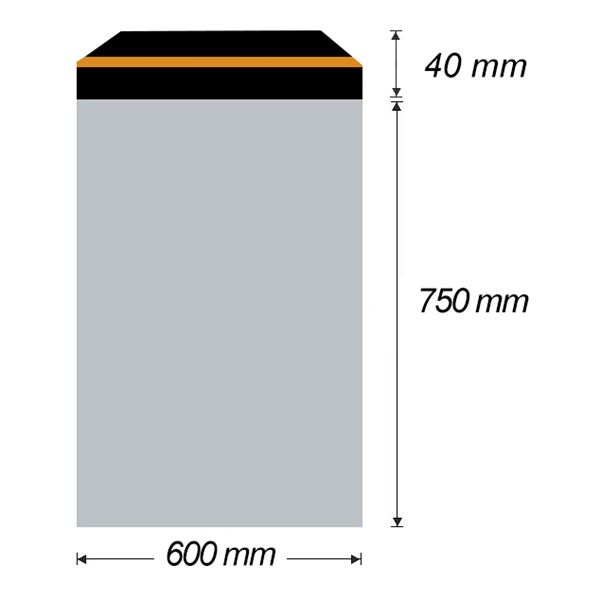 Plastová obálka samolepicí 600 x 750 mm + 40 mm x 0,07 mm (50 ks)