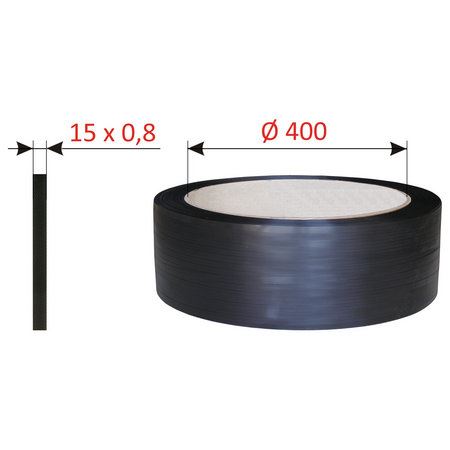 Vázací páska GRANOFLEX PP 15/0.80 mm, D400, 1500 m - černá