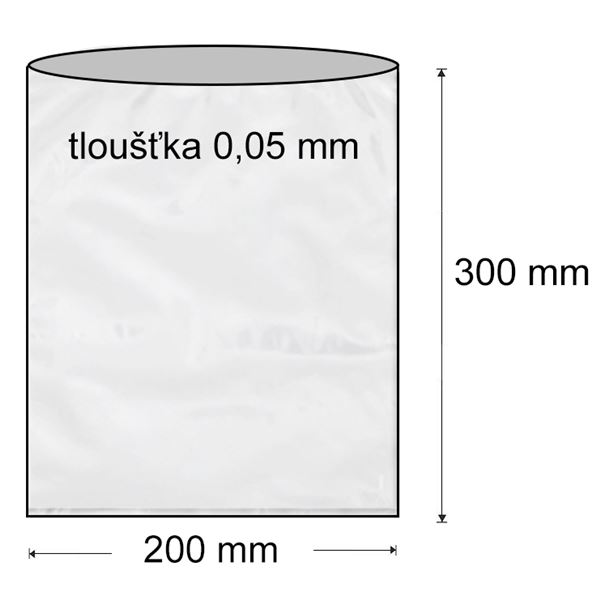 Sáček polyetylénový plochý 200 x 300 mm (1000 ks) - transparentní