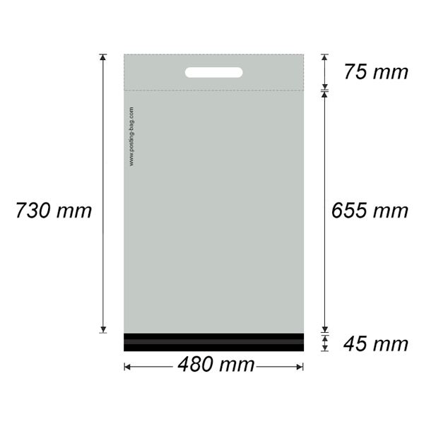 Plastová obálka - zasílací taška 480 x 730 mm + 45 mm x 0,05 mm (1 ks)