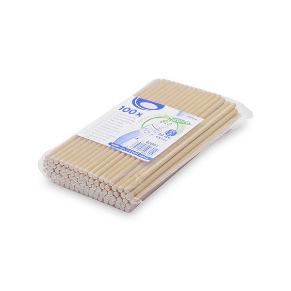 Slámka papírová rovná, natural (100 ks)