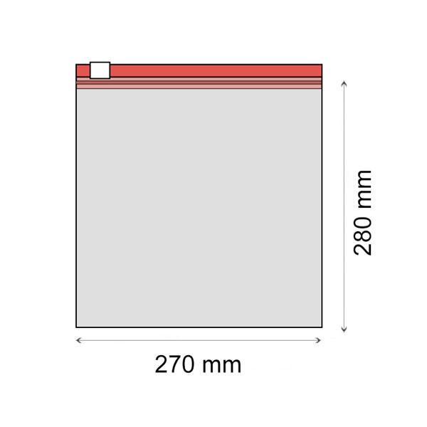 ZIP sáček s jezdcem LDPE 270 x 280 mm (50 ks/bal) - 70 um