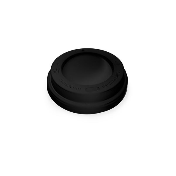 Víčko vypouklé pro papírové kelímky průměru 90 mm - černé (100 ks)