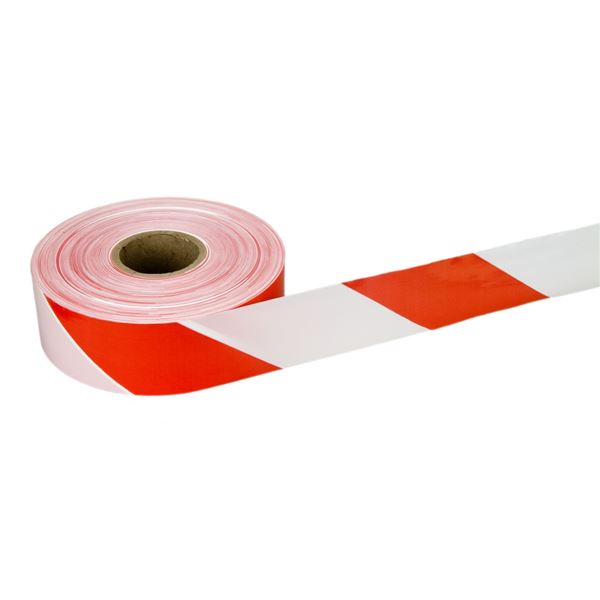 Varovná nelepicí páska šíře 75 mm x 250 m - červenobílá