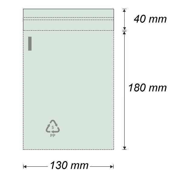 Sáček polypropylenový se samolepicí klopou 130 x 180 mm (100 ks) - transparentní