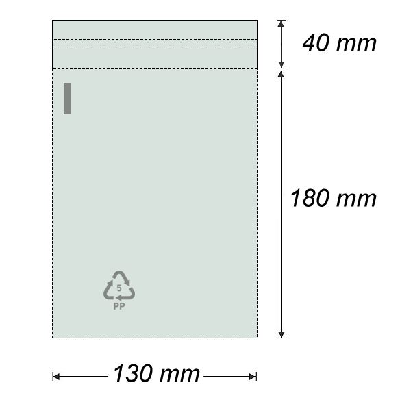 Sáček polyprop. se samolep. klopou 130 x 180 mm + 40 mm (100 ks)