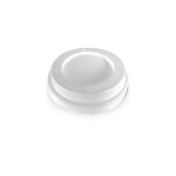 Víčko vypouklé pro papírové kelímky průměru 90 mm - bílé (100 ks)