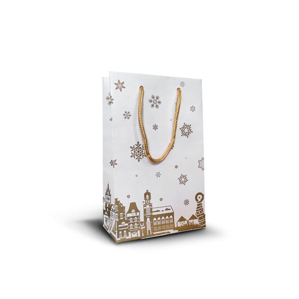 Dárková taška papírová ADVENT bílo-zlatá - S