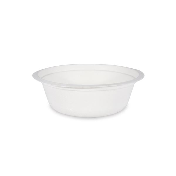 Plastová miska kulatá BIO cukrová třtina 500 ml (50 ks) - bílá