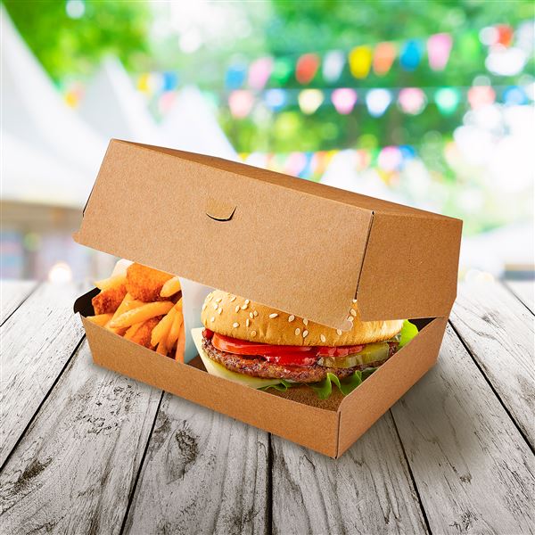 Box na burger Plus (50 ks) - nepromastitelný kraft