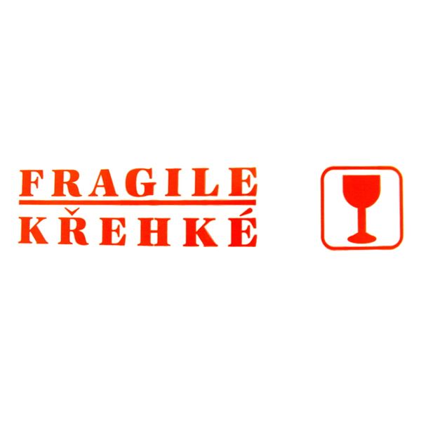 PP lepicí páska šíře 48 mm x 66 m - potisk - KŘEHKÉ, FRAGILE červený