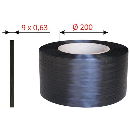 Vázací páska GRANOFLEX PP 9/0.63 mm, D200, 2800 m - černá
