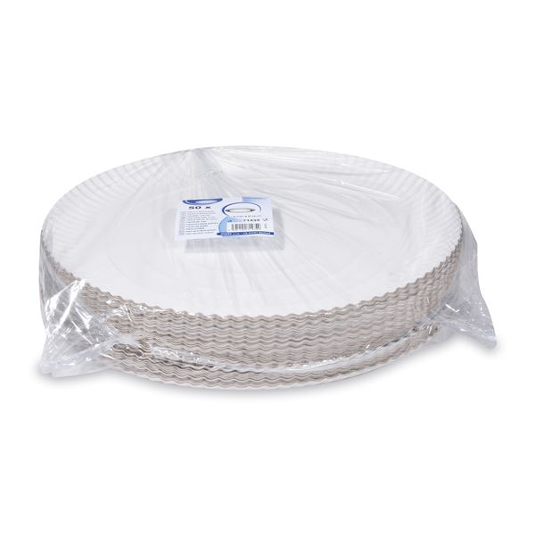 Papírový talíř hluboký průměr 34 cm - bílý (50 ks)