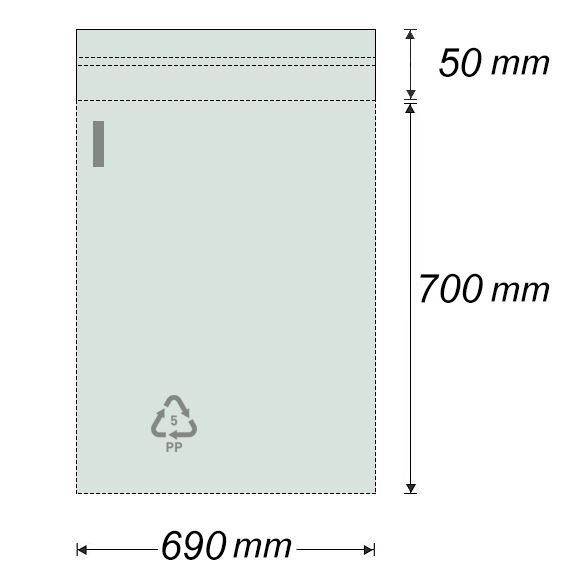 Sáček (PP) 690 x 700 + 50 mm, 30 um s lep.pás.(100 ks)