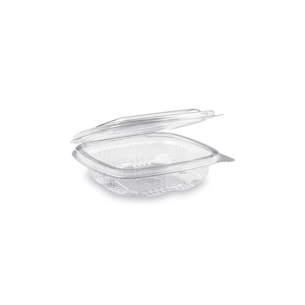 Miska (rPET) hranatá s víčkem 125 ml - průhledná (50 ks)