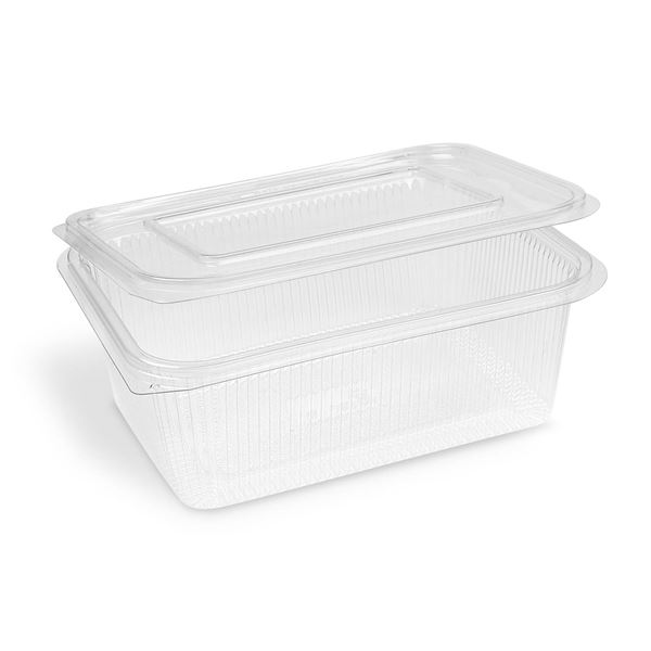 Miska (rPET) hranatá s víčkem 2000 ml - průhledná (50 ks)