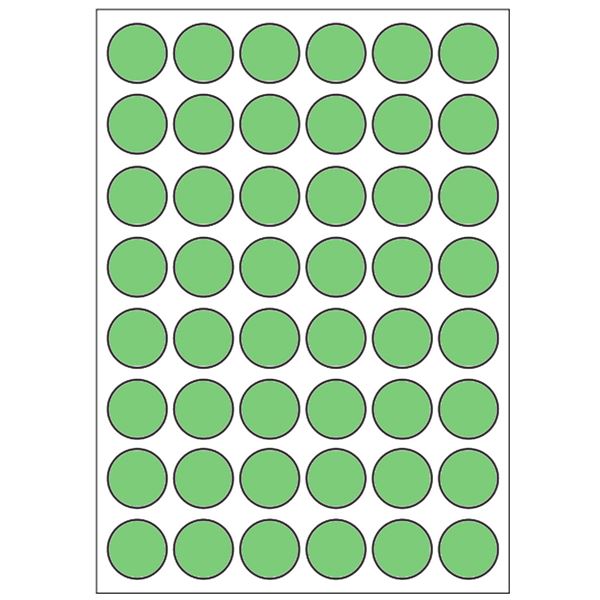 Samolepicí etikety průměr 15 mm, A6 (10 ks) zelené