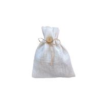 Jutový dárkový sáček bělený 25 x 20 cm s knoflíkem a přírodní šňůrkou